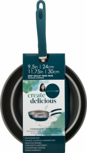 Rachael Ray Create Delicious Aluminum Nonstick Frying Pan Set - Teal Perspective: top
