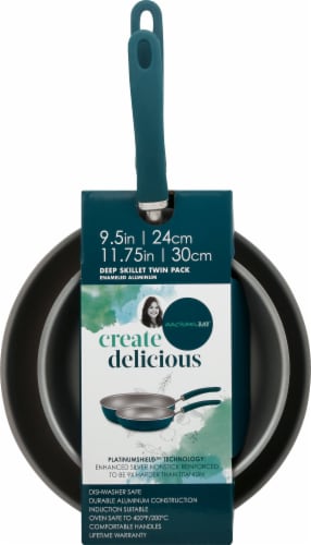 Rachael Ray 11 Piece Create Delicious Hard-Anodized Aluminum Nonstick Cookware Set, Teal Handles