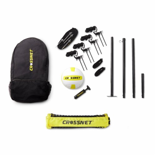 CROSSNET Four Square Volleyball Net and Game Set with Carrying Backpack & Ball Perspective: top