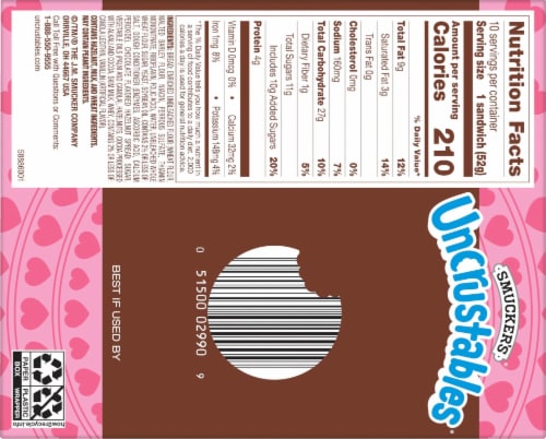 Smucker's Uncrustables Chocolate Flavored Hazelnut Spread Sandwiches Perspective: top