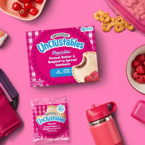 Smucker’s Uncrustables Peanut Butter & Raspberry Spread Sandwiches Perspective: top