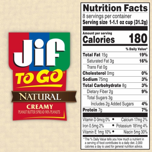 Jif To Go Natural Creamy Peanut Butter Spread Perspective: top