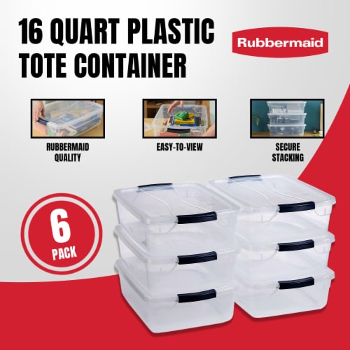 Rubbermaid Cleverstore 16 Quart Plastic Storage Tote Container with Lid (6  Pack), 1 Piece - Foods Co.