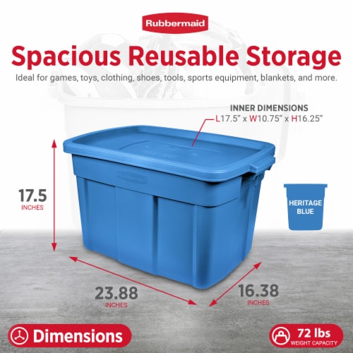 Rubbermaid Roughneck Tote 18 Gallon Storage Container, Heritage Blue (6  Pack), 1 Piece - Pay Less Super Markets