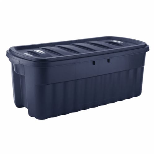 Rubbermaid 50 gallon jumbo dark indigo metallic roughneck storage box deals