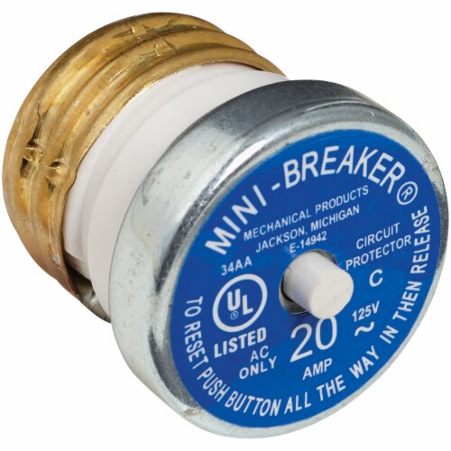 Bussmann® 20 Amp Mini Circuit Breaker - White/Yellow Perspective: top