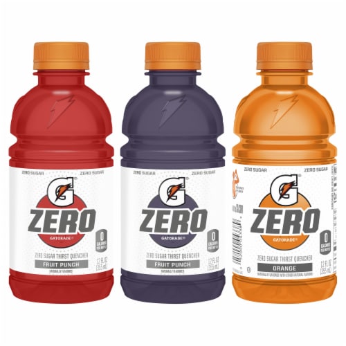 Gatorade® Zero Sugar Red Purple Orange Sports Drink Mini Variety Pack Bottles Perspective: top