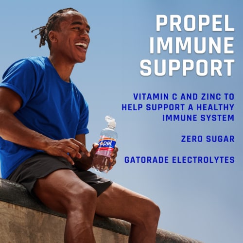 Propel Zero Sugar Immune Support Electrolyte Water Beverage Lemon Blackberry Perspective: top