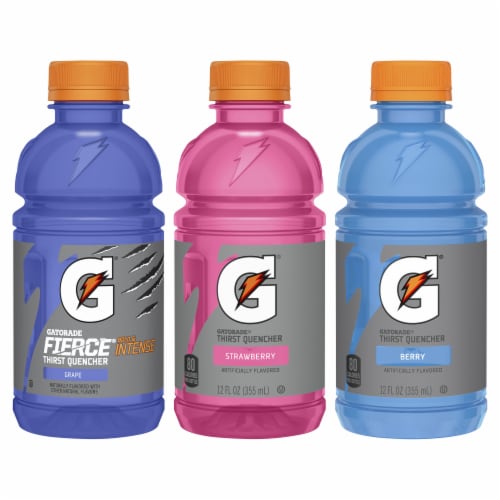 Gatorade® Purple Red Blue Sports Drink Mini Variety Pack Bottles Perspective: top