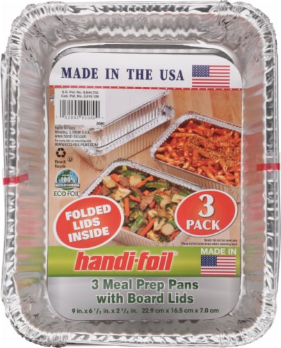 Handi-foil Aluminum Meal Prep Storage Pan with Folded Lids 7 Count Holds Up to 23.7 Fluid Ounces