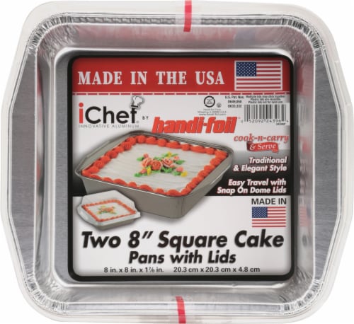 Handi-foil® iChef® Square Cake Pans and Lids - Silver Perspective: top