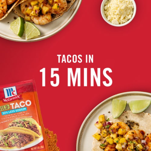 McCormick® Reduced Sodium Mild Taco Seasoning Mix Perspective: top