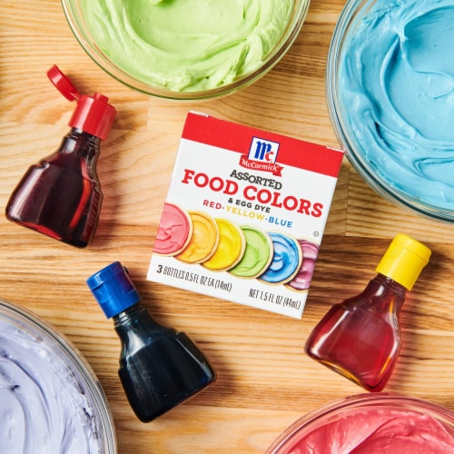 McCormick® Assorted Food Colors - Red / Blue / Yellow Perspective: top