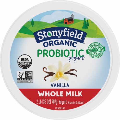 Stonyfield® Organic Vanilla Probiotic Whole Milk Yogurt Tub Perspective: top