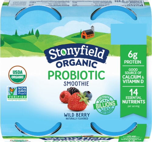 Stonyfield® Organic Wild Berry Probiotic Yogurt Pouch  Smoothie Perspective: top