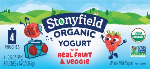 Stonyfield Organic® Strawberry Beet Berry Whole Milk Yogurt Pouch Perspective: top