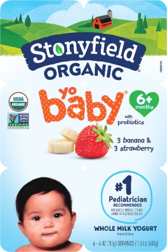 Stoneyfield® Organic Yo Baby® Banana and Strawberry Whole Milk Yogurt Perspective: top