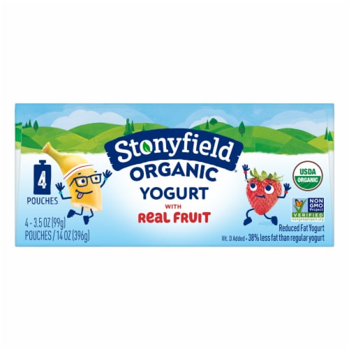 Stonyfield® Organic Kids Lowfat Strawberry Banana Yogurt Pouches Perspective: top