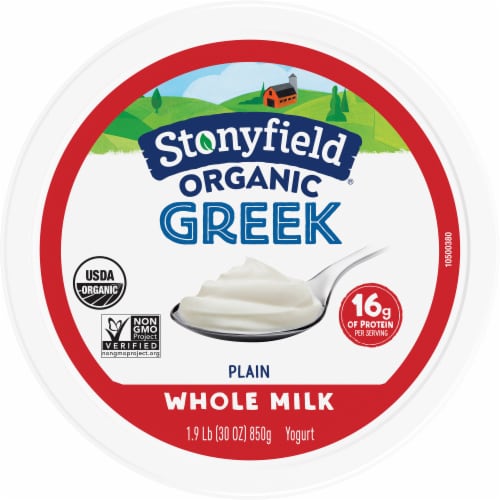 Stonyfield® Organic Plain Whole Milk Greek Yogurt Tub Perspective: top