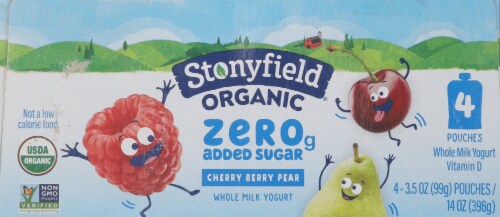 Stonyfield Organic® Kids Zero Sugar Cherry Berry Pear Yogurt Pouches Perspective: top