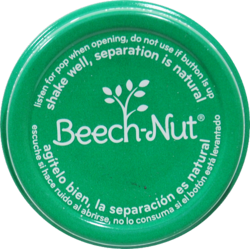 Beech-Nut Stage 2 Just Peas Green Beans and Asparagus Baby Food Jar Perspective: top
