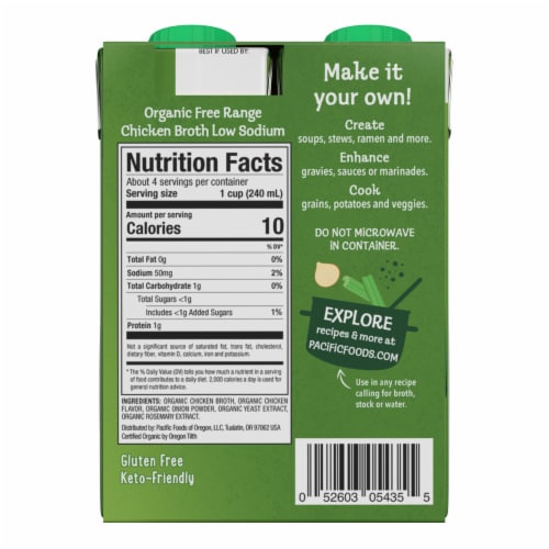 Pacific Foods® Organic Low Sodium Free Range Chicken Broth Perspective: top