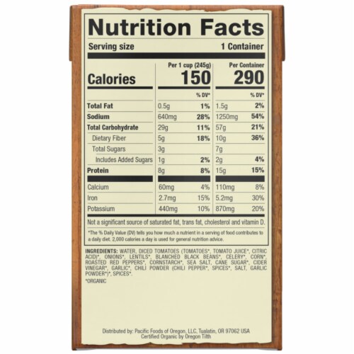 Pacific Foods™ Organic Vegetable Lentil & Roasted Red Pepper Soup Perspective: top