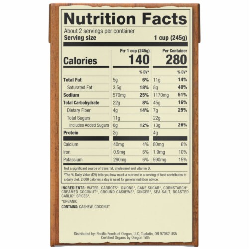 Pacific Foods® Organic Cashew Carrot Ginger Bisque Perspective: top