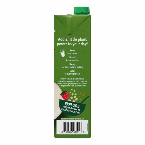 Pacific Foods® Vanilla Hemp Milk Perspective: top