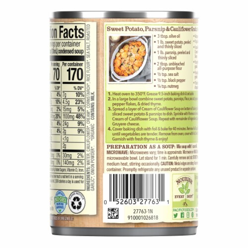 Pacific Foods® Gluten Free Organic Cream of Cauliflower Condensed Soup Perspective: top