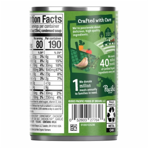 Pacific Foods® Organic Cream of Chicken Soup Perspective: top