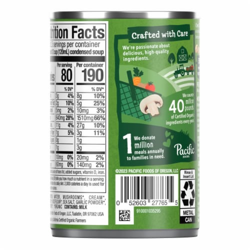 Pacific Foods® Organic Gluten Free Cream of Mushroom Condensed Soup Perspective: top