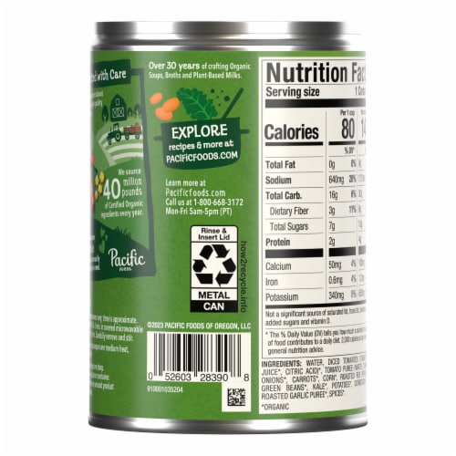 Pacific Foods® Organic Hearty Vegetable Soup Vegan Soup Perspective: top