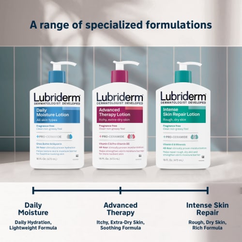 Lubriderm Intense Skin Repair Lotion Body, Face, & Hand + Pro Ceramide, Fragrance Free, for Dry Skin Perspective: top