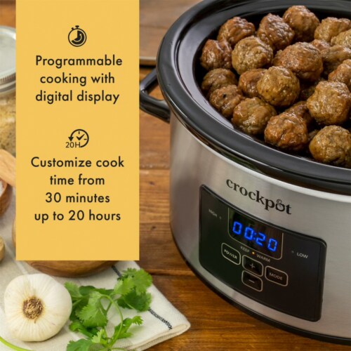 Crock-Pot 4 Quart Stainless Steel Cook & Carry Programmable Slow Cooker with Lid Perspective: top