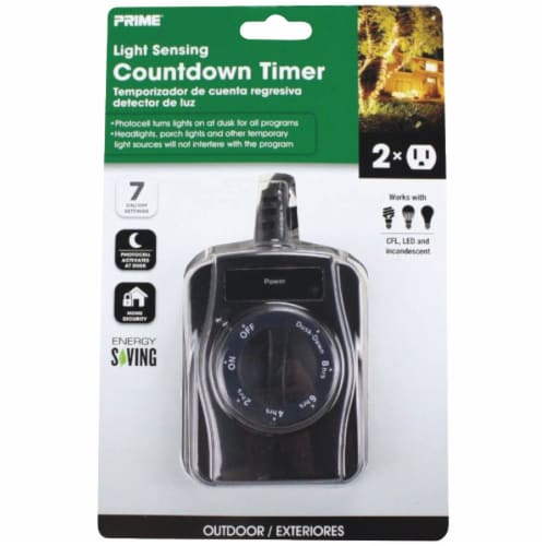 Prime® 2-Outlet Outdoor Light Sensing Countdown Timer Perspective: top
