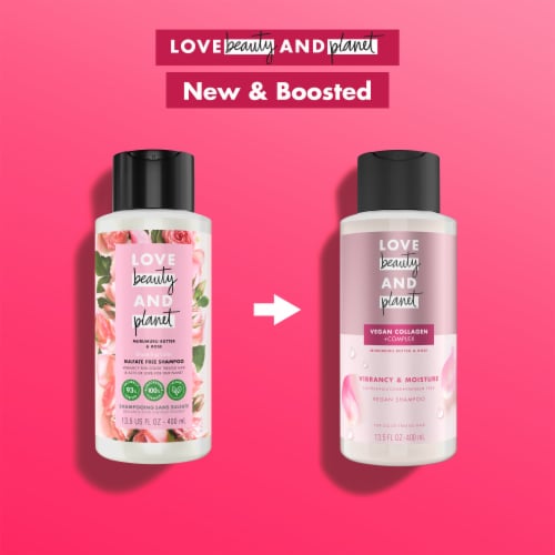 Love Beauty and Planet Blooming Color Murumuru Butter & Rose 100% Biodegradable Shampoo Perspective: top