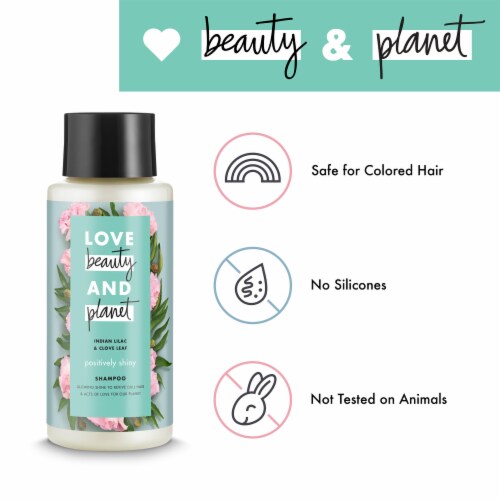 Love Beauty and Planet Sulfate-Free Positively Shiny Indian Lilac & Clove Leaf Shampoo/Conditioner Perspective: top