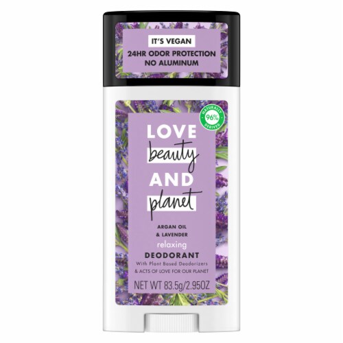 Love Beauty and Planet Aluminum-Free Argan Oil & Lavender Vegan Deodorant Stick Perspective: top