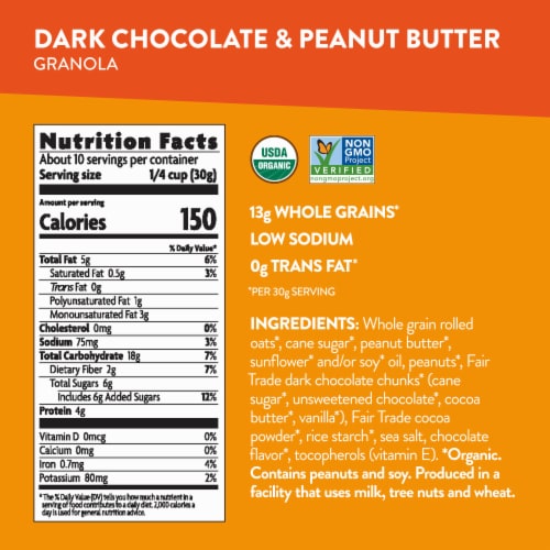 Nature's Path Love Crunch Dark Chocolate & Peanut Butter Granola Perspective: top