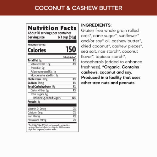 Nature's Path Coconut & Cashew Butter Granola Perspective: top