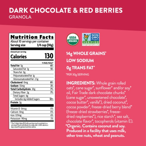 Nature's Path Love Crunch Dark Chocolate & Red Berries Granola Perspective: top