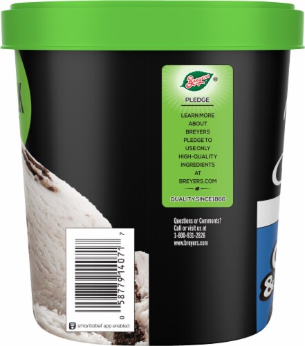 Breyers Dairy Free Cookies & Cream with Oat Milk Base Frozen Dessert Tub, 48 oz
