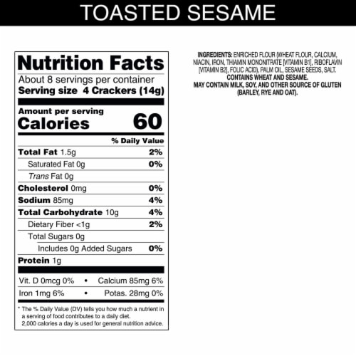 Carr's Toasted Sesame Table Water Snack Crackers Perspective: top