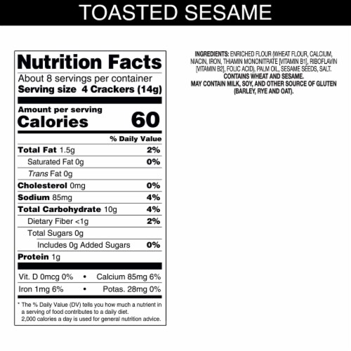 Carr's Toasted Sesame Table Water Snack Crackers Perspective: top