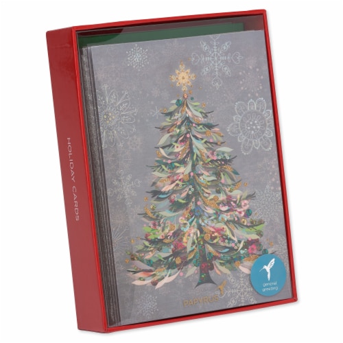 Papyrus Festive Holiday Tree Boxed Christmas Cards Perspective: top