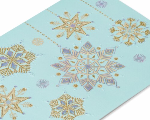 Papyrus Hanging Glitter Snowflakes Boxed Holiday Cards Perspective: top