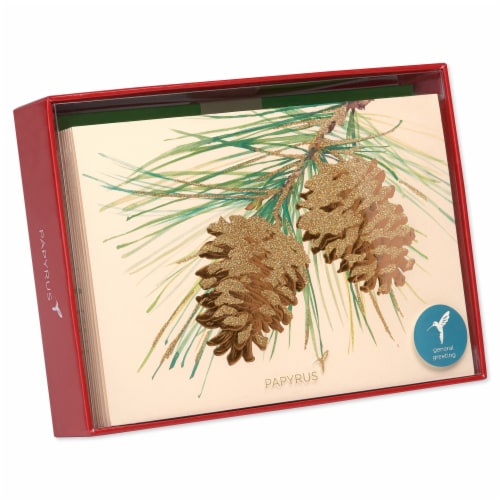Papyrus Holiday Pine Cones Boxed Christmas Cards Perspective: top