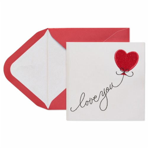 Papyrus Heart Shaped Balloon Embroidered Greeting Card Perspective: top
