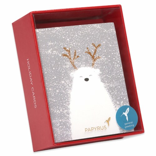 Papyrus Christmas Cards Boxed, Holiday Polar Bear 20 Count Perspective: top
